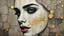 Placeholder: Woman, Textured and cracked paintings with gold flecks