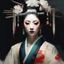 Placeholder: Jeremy Mann style painting, Oiran portrait, white make up on her face, traditional Kimono, digital matt painting, Jeremy Mann style, with rough paint strokes