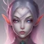 Placeholder: An elf, with crystal blue eyes, and dark pink hair, teardrop shaped eyebrows, woman, angry expression, anime style