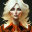 Placeholder: fantasy setting, woman, two-toned streaked orange and white hair, wavy hair, freckles, ranger, more white hair,