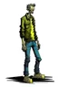 Placeholder: zombie, illustration, full body, standing, mean,, looking sideways,
