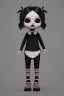 Placeholder: Wednesday Addams toddler, punk hair, full body, jump, bokeh, hyper realistic