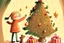 Placeholder: Christmas illustration, children book style, whimsical, warm colors, grainy texture, subject: decorating the christmas tree