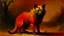 Placeholder: An orangish red plague elemental hyena painted by George Inness