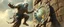 Placeholder: epic fantasy illustration, spirit giant throwing pushing marble stone sculpture into wall