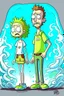 Placeholder: rick and morty tarzında bir çift daha genç dahada genç bir kız bir erkek
