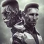 Placeholder: lionel messi perfect face and portrait post-apocalypse perfect cyborgs in a footbal stadium, sci-fi fantasy style, 8k,dark