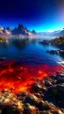 Placeholder: Lava lake in hell with land surrounding it, realistic close up