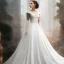 Placeholder: model shoot style, digital art full body portrait of (Princess Leia) ((dressed in white and offwhite gown)), surrounded by planets, ultra-detailed, ultra quality, ((official character art)), (dark fantasy), illustration, eerie atmosphere, 8k, cinematic lighting, bokeh