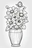 Placeholder: outline art for cute flower in vase coloring pages with which, White background. sketch style, clean line art, white background, no shadow and clear