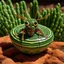 Placeholder: A green nature elemental hornet designed in Navajo baskets painted by John Brack