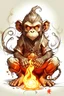 Placeholder: Manga style drawing of a monkey made of metal and fire