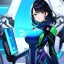 Placeholder: Clear focus, 8k, girl, high quality, detailed, black hair, blue eyes, beautiful lighting, vibrant colors, mech outfit