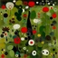 Placeholder: An olive green spring meadow with giant flowers painted by Joan Miro