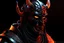 Placeholder: 3D Print of an Hannya Oni Masked Cyberpunk Samurai, Mouth Mask, Long Hair, semi realistic human render, blender 3D, ultra detailed, Black and Orange, Controlled Randomness, depth of vision, depth of field, sharpness 35%, Low Light Photography, Unreal Engine 5, OctaneRender, object illumination, ambient occlusion, metallic texture, static background, aesthetic, cyber, glossy, glow, bloom, surrealism,