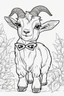 Placeholder: Outline art for cute coloring pages with goat with glasses, full body, white background, sketch style, only use outline, clean line art, no shadows and clear and well outlined.