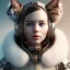 Placeholder: Cyberpunk Portrait of cyborg cat child with brown hair and with cute face, north pole snowy vibe , perfect composition, hyperrealistic, super detailed, 8k, high quality, trending art, trending on artstation, sharp focus, studio photo, intricate details, highly detailed, by greg rutkowski