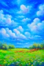 Placeholder: impressionism nature peace communication compassion tranquility blue sky meadow fluffy clouds flowers monet expressionism