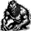 Placeholder: A black and white drawing, a werewolf