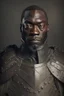 Placeholder: Portrait of a black man, fifty years, wearing a leather armor
