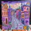 Placeholder: A light purple Day of the Dead themed town designed in Mexican folk art painted by Cai Jia