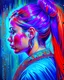 Placeholder: Ponytail intricate oil painting hyper-detailed 8k complementary colors