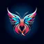 Placeholder: symetry!!, butterfly!!, view from a side, wings waving, logo, NFT, futuristic, curves, lines, simple, gradient, creative, falcon, eagle