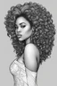 Placeholder: Create a coloring page of a beautiful curvy black female looking to the side with curly hair. No shading, No color, clean lines