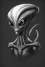 Placeholder: Alien vector illustration, dark shadow, black and white, high quality, no background, vector, light white background