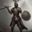 Placeholder: A warrior with a black face carrying sword and hammer fighting against white soldiers