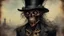 Placeholder: A creepy alian with scarred and rotted skin, Dripping flesh, extremely detailed bulging eyes, steampunk style top hat, Extremely high detail, realistic, fantasy art, solo, bones, masterpiece, saturated colors, tangled, ripped flesh, art by Zdzisław Beksiński, Arthur Rackham, Dariusz Zawadzki,