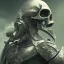 Placeholder: Skull headed knight with armor, Portrait head and shoulders, smoke, realistic, 8K, High Definition, Centered