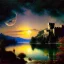 Placeholder: Drawing of 'Medieval Romanian Castle',bats,mountain,lake,full moon, by gaston bussiere, greg rutkowski, yoji shinkawa, yoshitaka amano, tsutomu nihei, donato giancola, tim hildebrandt, oil on canvas, cinematic composition, extreme detail,fit full head inside picture,16k