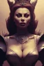 Placeholder: Sophia Loren as evil queen in black leather, cleavage, dominatrix, angry, stern look. character design by cory loftis, fenghua zhong, ryohei hase, ismail inceoglu and ruan jia. unreal engine 5, artistic lighting, highly detailed, photorealistic, fantasy