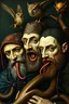 Placeholder: Hieronymus Bosch Style high quality picture in side people with snakes , men with perk mouths, owls, spiders