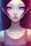 Placeholder: girl, cute, beautiful, black hair, long hair, straight hair, bangs, pink shirt, big eyes, brown eyes, close up portrait, kawaii