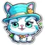 Placeholder: cute stickers, style cartoon, cute Super Deformed Character, white border, high quality, colorful, Detailed illustration of a cute little cat wearing a Hemin Kaminski hat, by yukisakura, awesome full color,