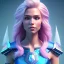 Placeholder: A portrait of a full body crystalised blue pink queen,smiling face, blue eyes, long blond hair, atmospheric, realistic, unreal engine, lighting