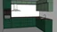 Placeholder: dark green kitchen like in the photo with forest wallpaper on the wall, very realistic