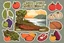Placeholder: Stickers for a lakeside farmers' market "Good Spirit Market" in a national parks sticker style, featuring illustrations of fresh produce