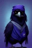 Placeholder: grumpy raven wearing scrubs