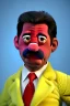 Placeholder: Waist up muppet Portrait, Nicolas maduro us muppet doll, Venezuelan president, tracksuit red blue and yellow, mustache, photo studio, red background, unreal engine 5, concept art, art station, ray tracing, lumen lighting, ultra detail, volumetric lighting, 3d.