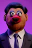 Placeholder: Waist up muppet Portrait, Xi Jinping as muppet doll, black suit and red tie, photo studio, blue background, unreal engine 5, concept art, art station, god lights, ray tracing, RTX, lumen lighting, ultra detail, volumetric lighting, 3d.