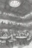 Placeholder: Sketch of the interior of a dnd tavern with people at round tables