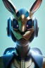 Placeholder: Portrait Sweet Rabbit ceramic mask, us, blue suit, cyberpunk, photo studio, black background, unreal engine 5, concept art, ray tracing, lumen lighting, ultra detail, volumetric lighting, 3d.