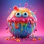 Placeholder: A large blob jelly like, whimsical dripping, slimy & gooey (( toy monster) playful scary, ice cream colourful, 3d render, maya, highly detailed, Z brush, cgi, (Pixar 3D art) jellylike, wobbly texture, big white eyes, fun yet scary, slime ball, smooth, super cute, animated hyper realism, long wobbly arms, funny feet, ((blob)), quirky, funny feet, (pop surrealism), modular constructivism, genetically altered tomato with jello like body, big eyes, smiling, salivating, shiny,