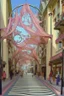 Placeholder: the design of the pedestrian street environment in the Art Nouveau style and fabulous style