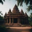 Placeholder: A beautiful south Indian temple, insanely stunning architecture, A tamil nadu temple, scenic lush tropical backdrop, in the style of dark hues, rural India, coded patterns, sparse and simple, uhd image, urbancore, sovietwave, negative space, award-winning design, perfect lighting, leica summicron 35mm f2.0, kodak portra 400, film grain