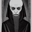 Placeholder: Nosferatu with white skin and a beard made of tentacles as a Russian Orthodox vampire with yellow eyes and vampire fangs