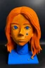 Placeholder: Girl face indigo rubber effect in all body with orange sponge hair